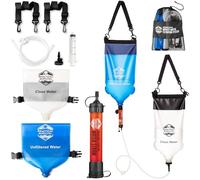 Practical Survival Gravity Water Filtration System - 2 High Capacity Lightweight Hanging Bags for Backpacking, Camping, Survival, Hiking, Hunting - Dirty, Clean Water Bags and Water Filter Included
