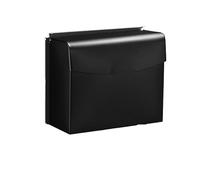 Practical Tissue Box Stainless Steel Toilet Paper Box Hotel Bathroom Public Toilet Tissue Box Free Punching Wall Waterproof Paper Box Tissue Box(Black)