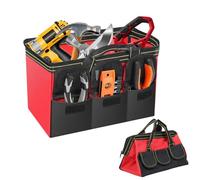 Practical Tool Bag, Heavy Duty Oxford Fabric Electrician Tools Storage Bags with Solid Handles No Issues & Smoothly Zipper, Large Capacity Multiple Pockets Tool Organiser for Cars Garden Technicians