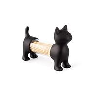 Practical Toothpick Dispenser Salt and Pepper Shaker Dog Cat Container for Toothpicks Made of High-Quality Plastic and Acrylic (Cat Black)