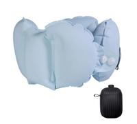 Practical Travel Neck Pillow Double Layers Fabric Designs Air Pumps Storage Box For Business Trip Quick Inflate Pillow With Carrying Case