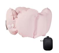 Practical Travel Neck Pillow Double Layers Fabric Designs Air Pumps Storage Box For Business Trip Quick Inflate Pillow With Carrying Case