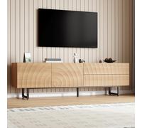 Practical TV Cabinet with 2-Door Cabinet and 2 Drawers, Solid TV Stand with Metal Legs and Particleboard Frame, 180L x 38W x 51.5H cm, Wood Aosom UK