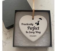 Practically Perfect Quote Ceramic Heart With Gift Box Plaque Gift Sign cr25