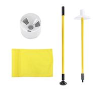 Practice Golf Hole Pole Cup Flag Stick, Detachable 2 Section Golf Putting Green Flagstick, Nylon Flag with Fiberglass Pole and Plastic Cup, Drainage Holes Design for Indoor Outdoor (Yellow)