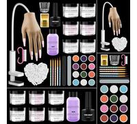 Practice Hand for Acrylic Nails - Acrylic Fake Mannequin Practice Hand - Flexible Hands Model With Powder and Liquid Full Nail Kit for Beginners