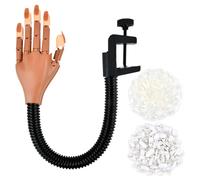 Practice Hand for Acrylic Nails,Flexible Nail Practice Hand with 200Pcs White/Clear Nail Tips,Nail Art Hand Tools for Nail Art Designs and Nail Extension Exercises to Show off your Nail Work