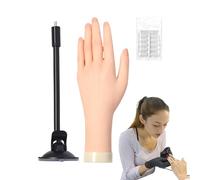 Practice Hand for Acrylic Nails | Practice Nail Hand - Silicone Soft Fingers Model with Jelly Glue Suction Cup Beginner-Friendly for Student Education Women Salon Demonstration