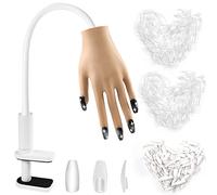 Practice Hand for Acrylic Nails, Silicone Nail Hands with 300PCS Nail Tips Never Fall Off, Flexible Movable Fake Hand Fingers Never Break, Hand for Nail Training