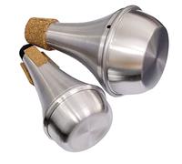 Practice Silencer Brass Trumpet Mute Aluminum Cork Musical Instrument Part (2Pcs (Mute+Silencer))