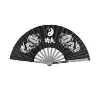 Practice Training Performance Tai Chi Fan, Double Dragon Hand Fan Chinese Folding Fan Kung Fu Hand Held Folding Chinese Embroidery Martial Arts Fan for Dance Fighting Festival Wall Decorations