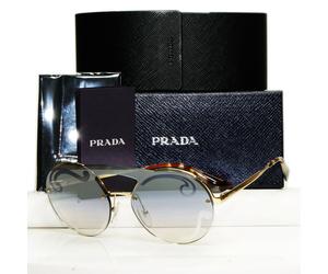 Prada Baroque Swirl Sunglasses Gold Blue Gradient Metal Round SPR 65T ZVN-0D0