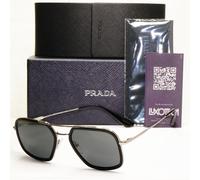 Prada Black Square Sunglasses Silver Pilot Metal PR57XS SPR 57X M4Y-5S0