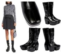 Prada Boots Platform Triangle Nappa Gothic Shoes Stretch New 41