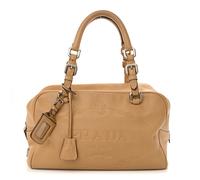 Prada Boston Vitello Daino Leather Bag - Beige