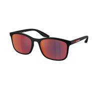 Prada Linea Rossa Man Sunglass PS A08S - Frame color: Matte Black, Lens color: Dark Grey Mirror Blue/Red
