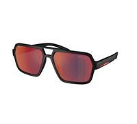 Prada Linea Rossa Man PS A06S DG008F Sunglasses Injected Black Grey Pilot Mirrored