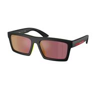 Prada Linea Rossa Man PS A07S 1BO10A Sunglasses Injected Black Squared Normal Mirror