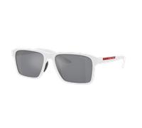 Prada Linea Rossa Man Sunglass PS 05YS - Frame color: White Rubber, Lens color: Light Blue Mirror Silver