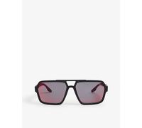 Prada Linea Rossa Mens Black Ps01xs Square-frame Acetate Sunglasses 14.5cm