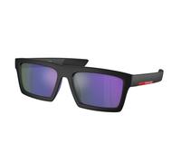Prada Linea Rossa Man PS 02ZSU 1BO05U Sunglasses Injected Black Blue Squared Normal Mirror
