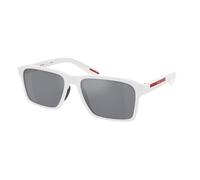 Prada Linea Rossa Man Sunglass PS 05YS - Frame color: White Rubber, Lens color: Light Blue Mirror Silver