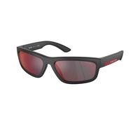 Prada Linea Rossa PS 05ZS DG008F Man Sunglasses Injected Black Grey Squared Mirrored Mirror