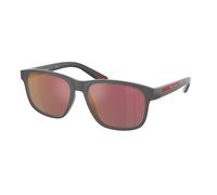 Prada Linea Rossa PS 06YS UFK10A Man Sunglasses Injected Grey Grey Pillow Mirrored Mirror