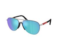 Prada Linea Rossa PS 53ZS 1BC08R Man Sunglasses Metal Silver Green Pilot Mirror