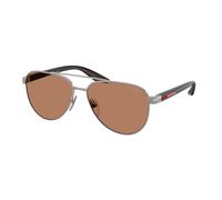 Prada Linea Rossa PS A52S 5AV20D Man Sunglasses Metal Grey Brown Pilot Normal