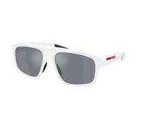Prada Linea Rossa Man Sunglass PS B02S - Frame color: Matte White, Lens color: Light Blue Mirror Silver