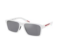 Prada Linea Rossa Man PS 05YS TWK40A Sunglasses Injected White Light blue Squared Mirrored Mirror
