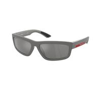 Prada Linea Rossa Man PS 05ZS 16X7W1 Sunglasses Injected Grey Grey Squared Mirrored Mirror