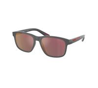 Prada Linea Rossa Man PS 06YS UFK10A Sunglasses Injected Grey Grey Pillow Mirrored Mirror
