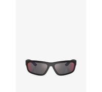 Prada Linea Rossa Womens Prada Linea Rossa Ps 05Zs Rectangular-Frame Acetate Sunglasses Black
