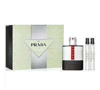 Prada Luna Rossa Carbon 100ml EDT Spray & 2x 10ml EDT Travel Sprays Gift Set
