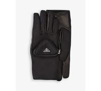 Prada Mens Black Logo-embellished Re-nylon and Leather Gloves 9.5