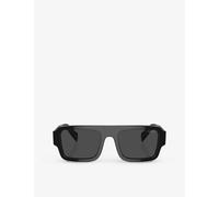 Prada Mens Black Pr A05s Rectangle-frame Acetate Sunglasses 14cm