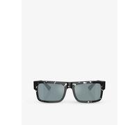 Prada Mens Black Pr A10s Rectangle-frame Tortoiseshell Acetate Sunglasses 15cm