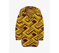 Prada Mens Bordeaux Shetland Geometric-pattern Wool Jumper L