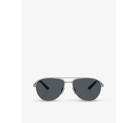 Prada Mens Grey Pr A54s Pilot-frame Metal Sunglasses