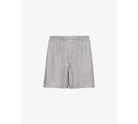 Prada Mens Light Blue Geometric Floral-print Elasticated-waist Silk Shorts S