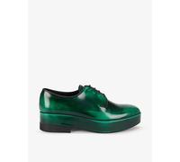 Prada Mens Prada Brushed Laced Leather Derby Shoes Green Eur 42.5 / 8.5 UK Men