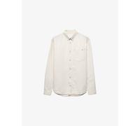 Prada Mens Prada Chambray Cotton-Linen Shirt Neutral 16