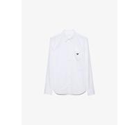 Prada Mens Prada Triangle-Logo Long-Sleeve Cotton Shirt White XS