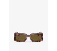 Prada Mens Purple Pr A07s Pillow-frame Tortoiseshell Acetate Sunglasses 14.5cm