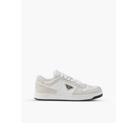 Prada Mens White Downtown Logo-plaque Perforated Leather Low-top Trainers Eur 41 / 7 Uk Men