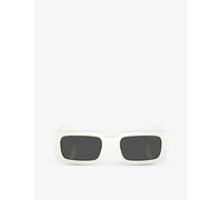 Prada Mens White Pr A07s Pillow-frame Acetate Sunglasses 14.5cm