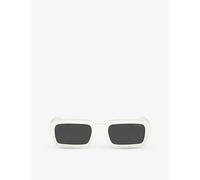 Prada Mens White Pr A12s Irregular-frame Acetate Sunglasses 14cm