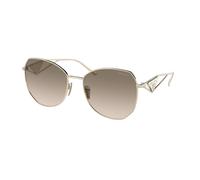 Prada PR 57YS ZVN3D0 Woman Sunglasses Steel Gold Brown Geometric Normal Shaded